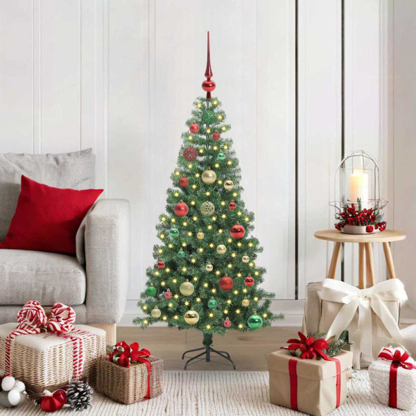 Árbol de Navidad con 150 LED con soporte Verde 120 cm PVC D