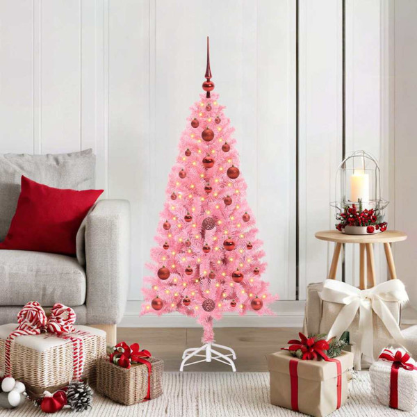 Árbol de Navidad con 150 LED con soporte Rosa 120 cm PVC D