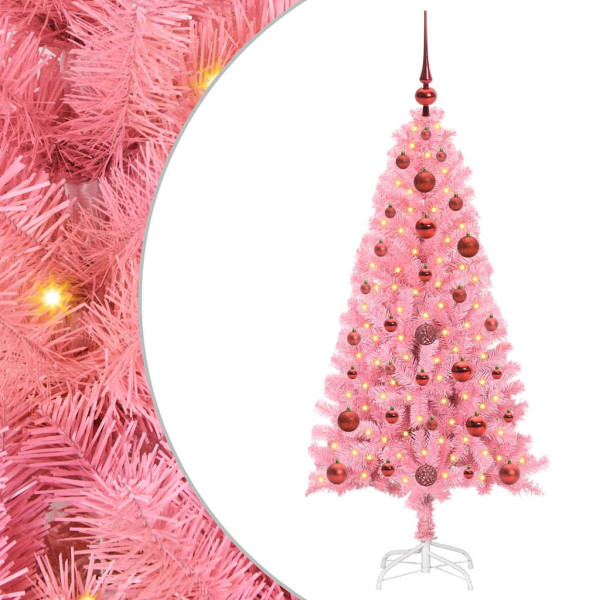 Árbol de Navidad con 150 LED con soporte Rosa 120 cm PVC M 2