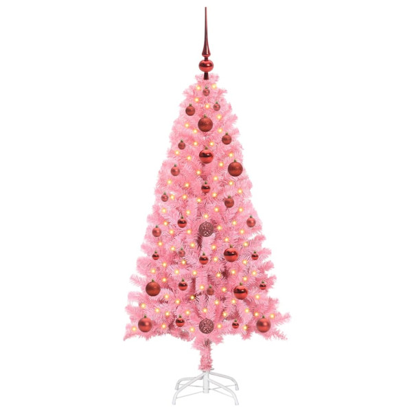 Árbol de Navidad con 150 LED con soporte Rosa 120 cm PVC M 3
