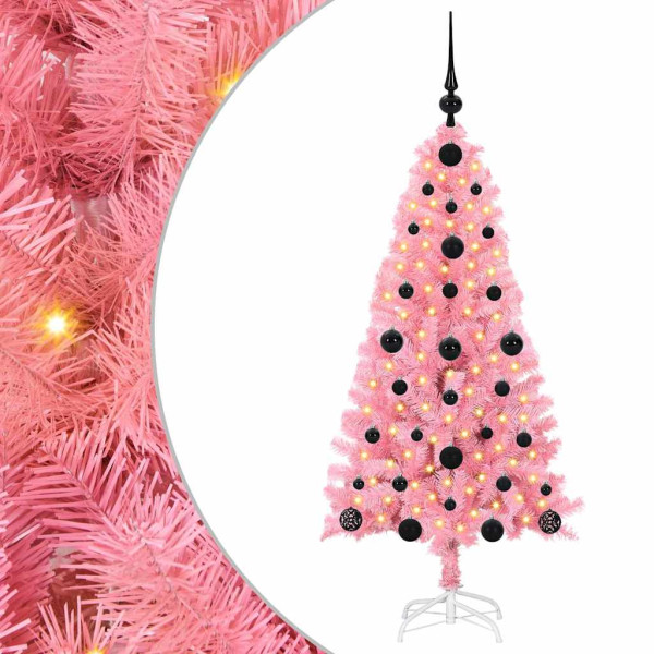 Árbol de Navidad con 150 LED con soporte Rosa 120 cm PVC M 2