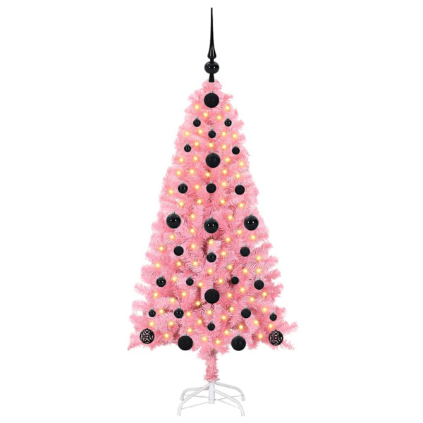 Árbol de Navidad con 150 LED con soporte Rosa 120 cm PVC M 3