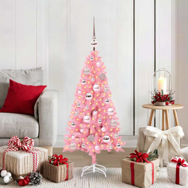 Árbol de Navidad con 150 LED con soporte Rosa 120 cm PVC D