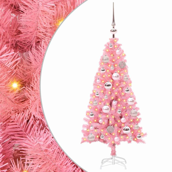 Árbol de Navidad con 150 LED con soporte Rosa 120 cm PVC M 2