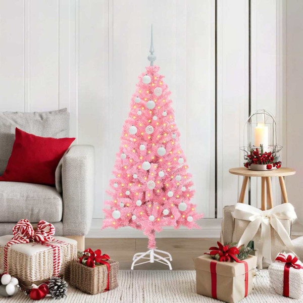 Árbol de Navidad con 150 LED con soporte Rosa 120 cm PVC D