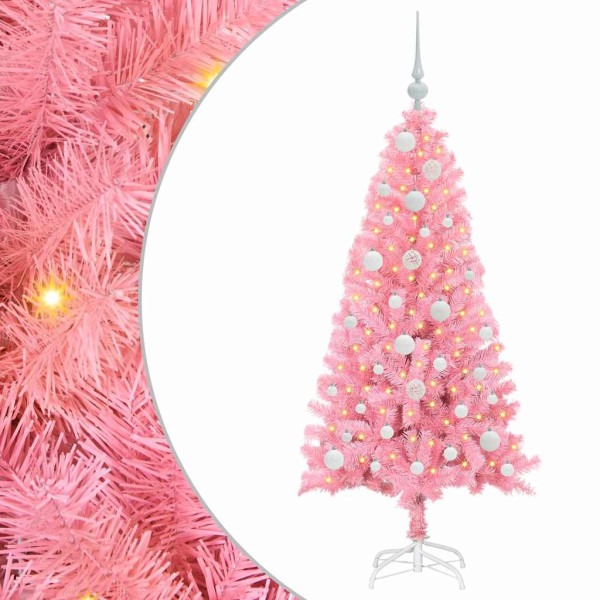 Árbol de Navidad con 150 LED con soporte Rosa 120 cm PVC M 2
