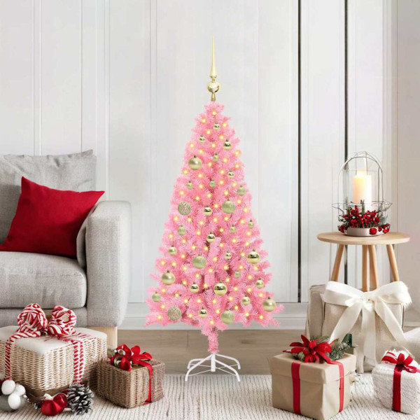 Árbol de Navidad con 150 LED con soporte Rosa 120 cm PVC D