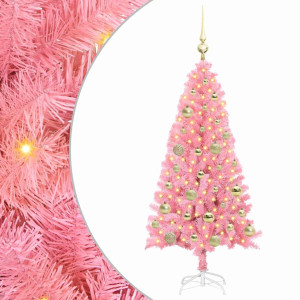 Árbol de Navidad con 150 LED con soporte Rosa 120 cm PVC H