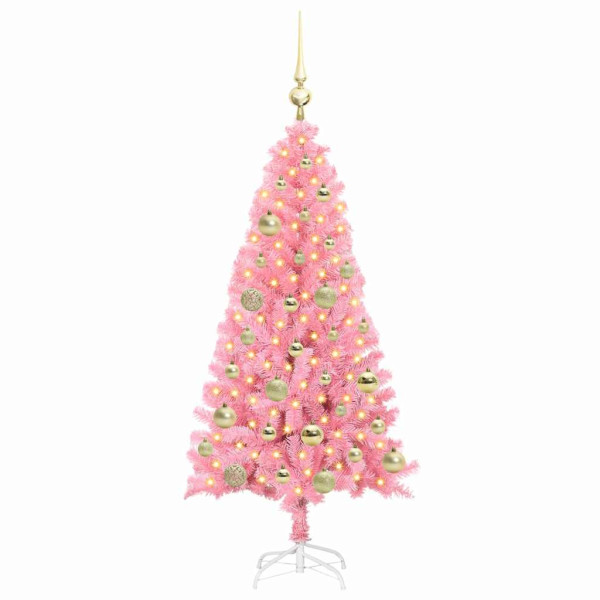 Árbol de Navidad con 150 LED con soporte Rosa 120 cm PVC M 3