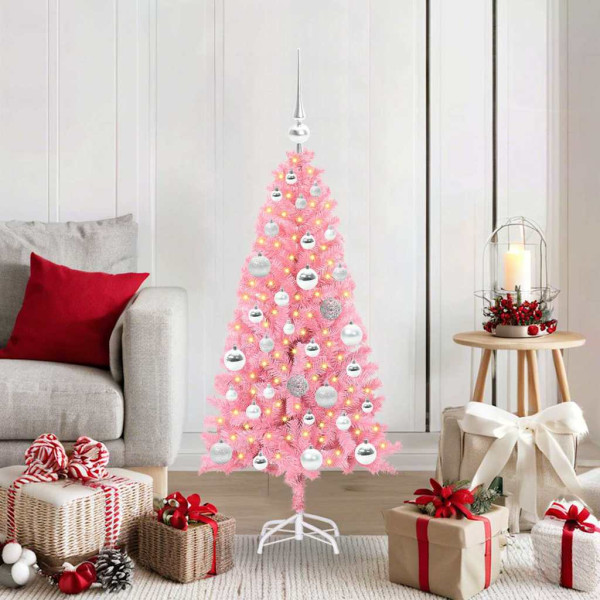Árbol de Navidad con 150 LED con soporte Rosa 120 cm PVC D