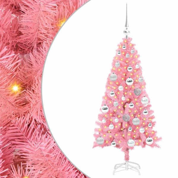 Árbol de Navidad con 150 LED con soporte Rosa 120 cm PVC M 2