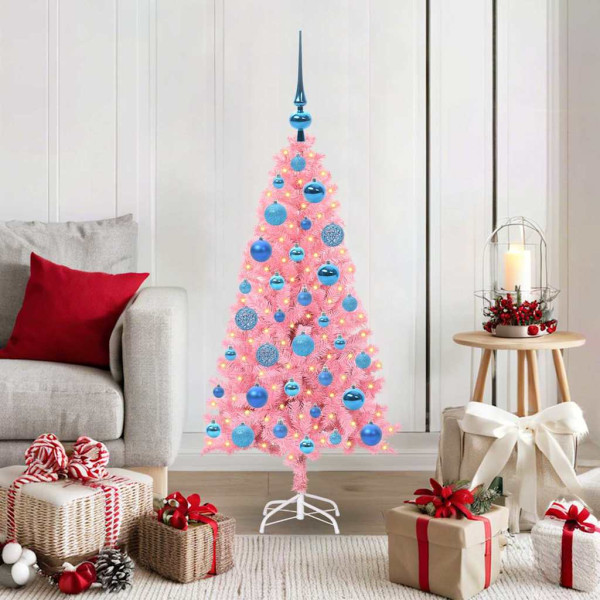 Árbol de Navidad con 150 LED con soporte Rosa 120 cm PVC D