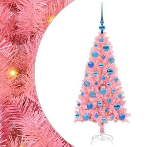 Árbol de Navidad con 150 LED con soporte Rosa 120 cm PVC H