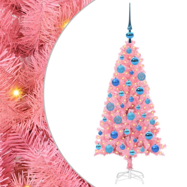 Árbol de Navidad con 150 LED con soporte Rosa 120 cm PVC M 2