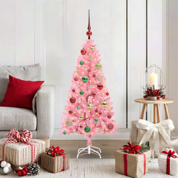 Árbol de Navidad con 150 LED con soporte Rosa 120 cm PVC D