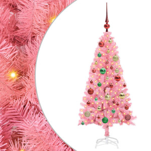 Árbol de Navidad con 150 LED con soporte Rosa 120 cm PVC H