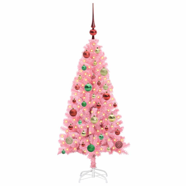 Árbol de Navidad con 150 LED con soporte Rosa 120 cm PVC M 3