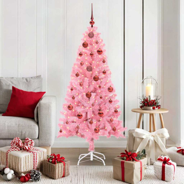 Árbol de Navidad con 150 LED con soporte Rosa 150 cm PVC D