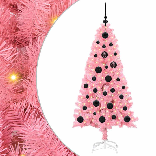 Árbol de Navidad con 150 LED con soporte Rosa 150 cm PVC M 2