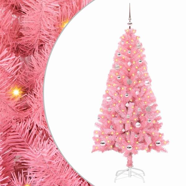 Árbol de Navidad con 150 LED con soporte Rosa 150 cm PVC D