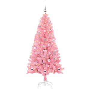 Árbol de Navidad con 150 LED con soporte Rosa 150 cm PVC H