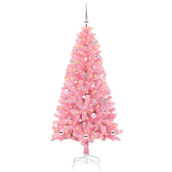 Árbol de Navidad con 150 LED con soporte Rosa 150 cm PVC M 2