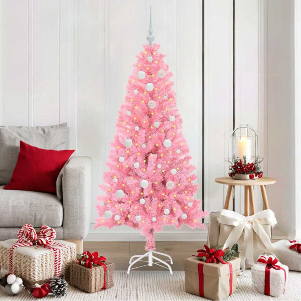Árbol de Navidad con 150 LED con soporte Rosa 150 cm PVC D