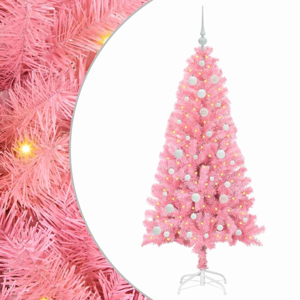 Árbol de Navidad con 150 LED con soporte Rosa 150 cm PVC M 2