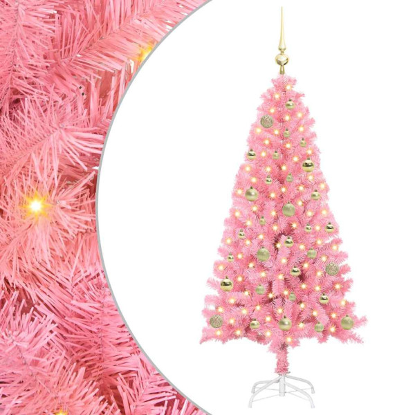 Árbol de Navidad con 150 LED con soporte Rosa 150 cm PVC M 2