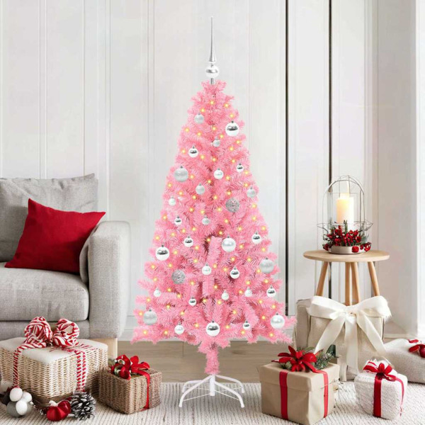 Árbol de Navidad con 150 LED con soporte Rosa 150 cm PVC D