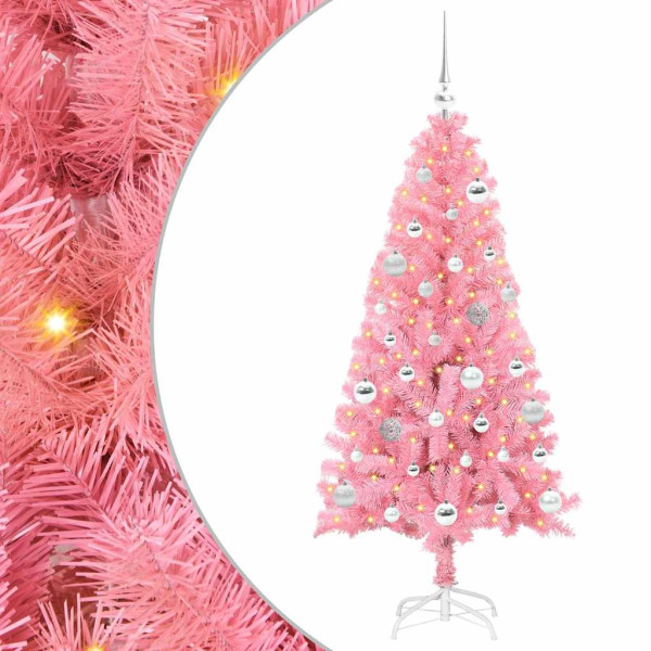 Árbol de Navidad con 150 LED con soporte Rosa 150 cm PVC M 2