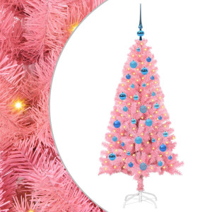 Árbol de Navidad con 150 LED con soporte Rosa 150 cm PVC H