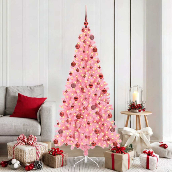 Árbol de Navidad con 300 LED con soporte Rosa 180 cm PVC D