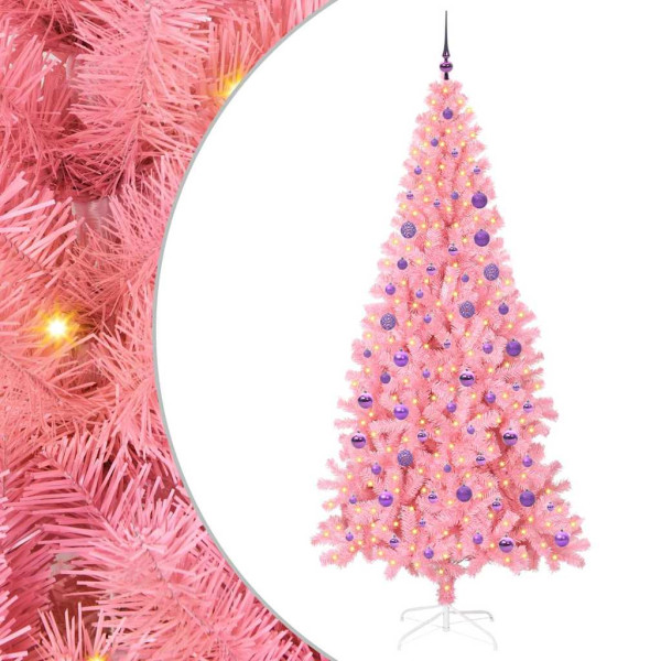 Árbol de Navidad con 300 LED con soporte Rosa 180 cm PVC M 2