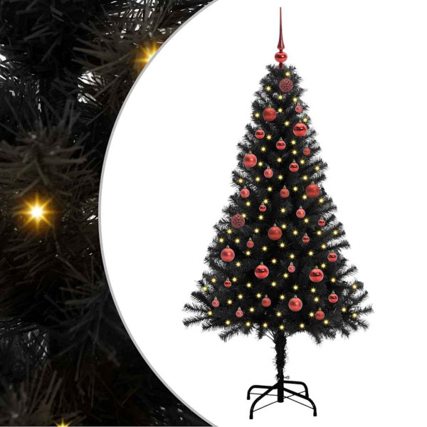 Árbol de Navidad con 150 LED con soporte Negro 150 cm PVC M 2