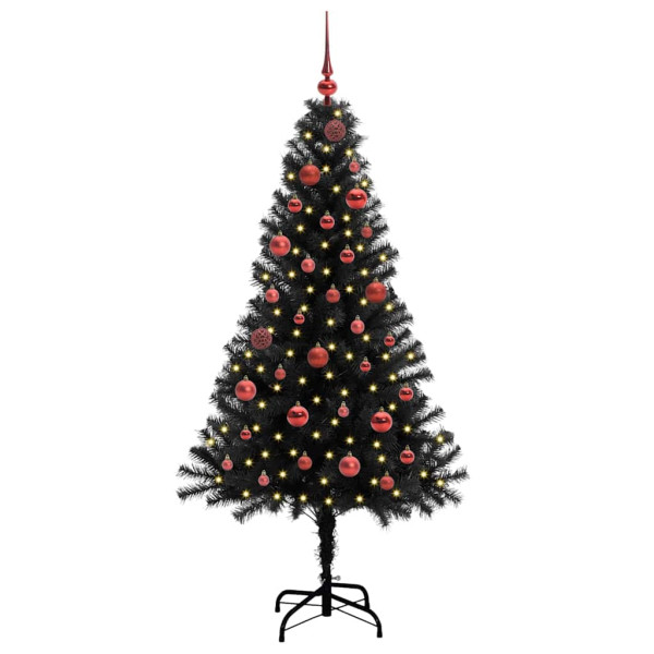 Árbol de Navidad con 150 LED con soporte Negro 150 cm PVC M 3