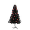 Árbol de Navidad con 150 LED con soporte Negro 150 cm PVC 4