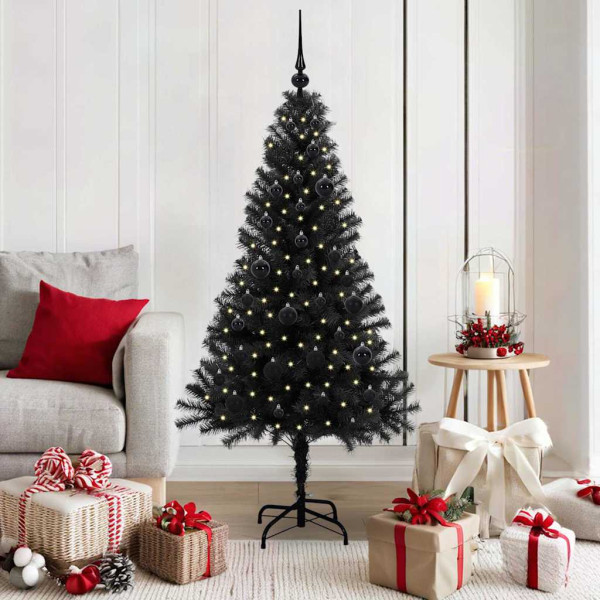 Árbol de Navidad con 150 LED con soporte Negro 150 cm PVC D