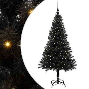 Árbol de Navidad con 150 LED con soporte Negro 150 cm PVC H