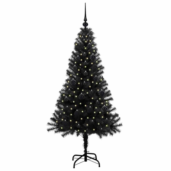 Árbol de Navidad con 150 LED con soporte Negro 150 cm PVC M 3
