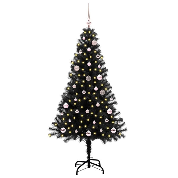 Árbol de Navidad con 150 LED con soporte Negro 150 cm PVC M 2