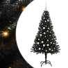 Árbol de Navidad con 150 LED con soporte Negro 150 cm PVC 2