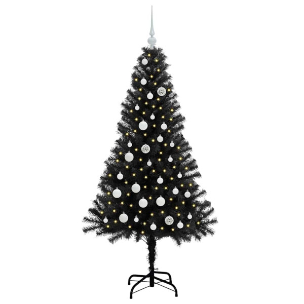 Árbol de Navidad con 150 LED con soporte Negro 150 cm PVC M 3