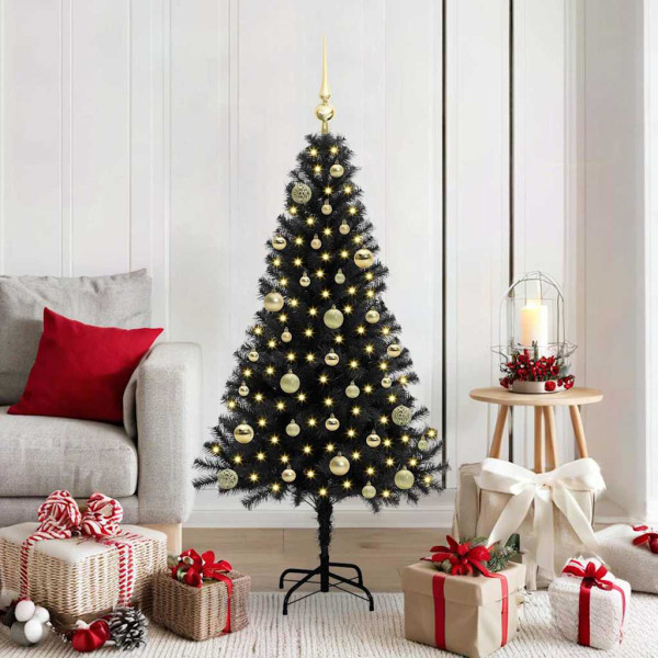 Árbol de Navidad con 150 LED con soporte Negro 150 cm PVC D
