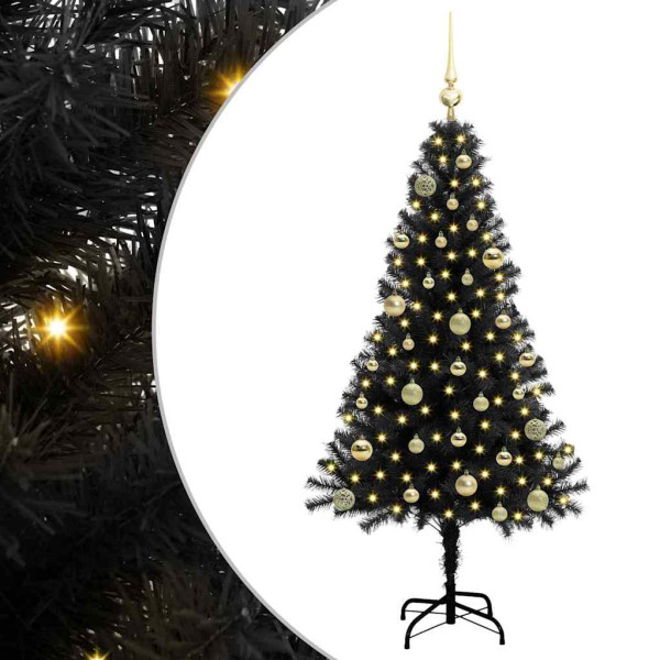 Árbol de Navidad con 150 LED con soporte Negro 150 cm PVC M 2