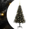 Árbol de Navidad con 150 LED con soporte Negro 150 cm PVC 2