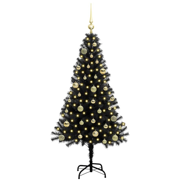 Árbol de Navidad con 150 LED con soporte Negro 150 cm PVC M 3