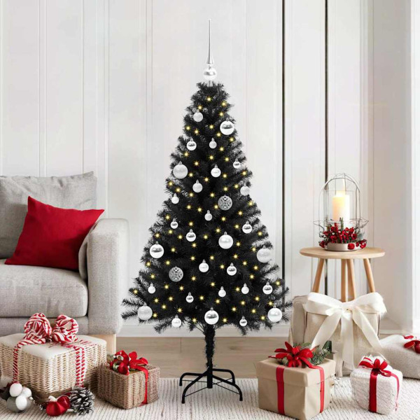 Árbol de Navidad con 150 LED con soporte Negro 150 cm PVC D