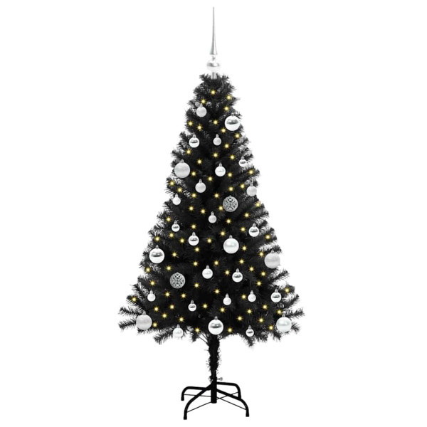 Árbol de Navidad con 150 LED con soporte Negro 150 cm PVC M 3