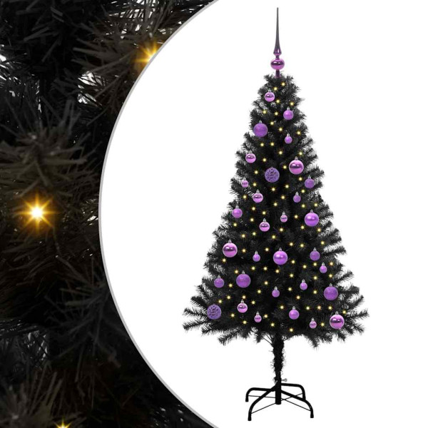Árbol de Navidad con 150 LED con soporte Negro 150 cm PVC M 2